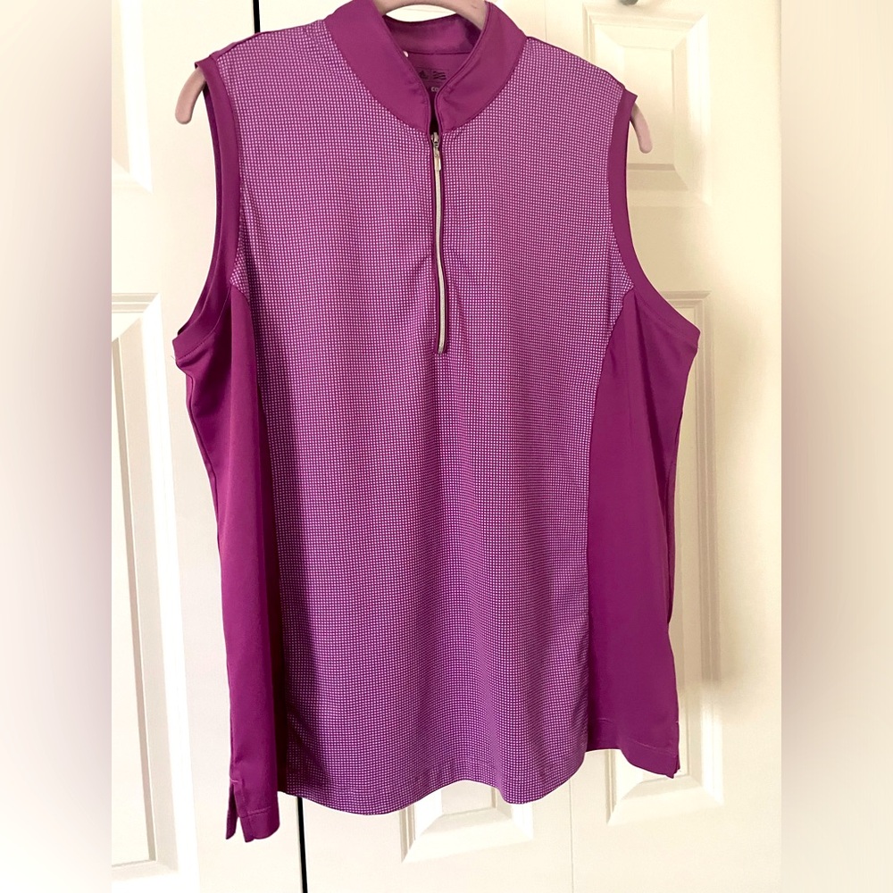 Adidas Climacool Sleeveless Golf Polo Quarter Zip XL Purple
